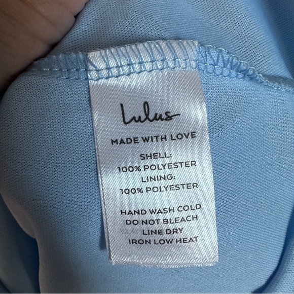 Lulu’s NWT Forever Darling Blue Gingham‎ Burnout Tie-Strap Mini Dress Size XL - Picture 7 of 15